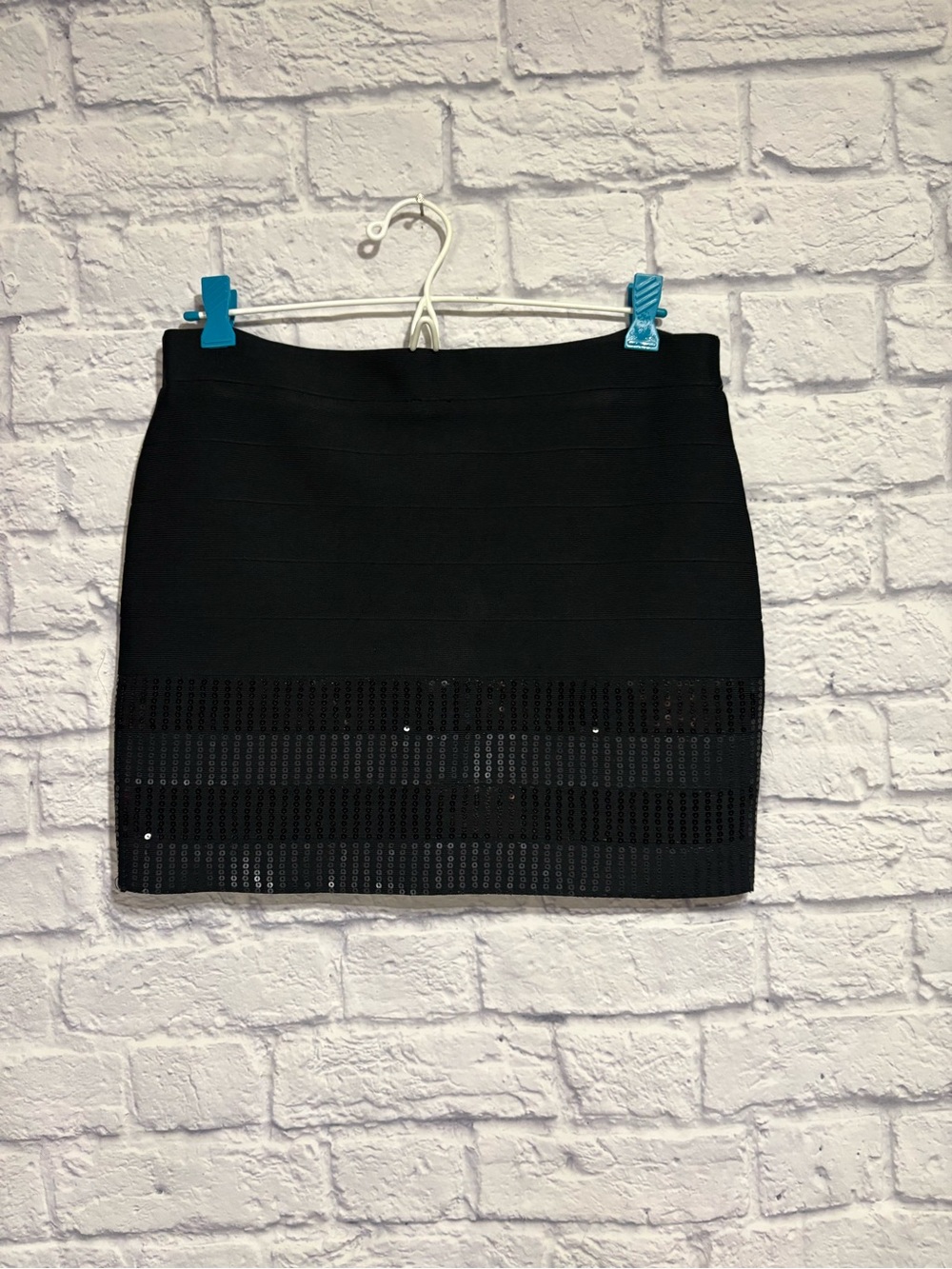 Guess Y2K Black Mini Skirt with Sequin Stripe Hem Large